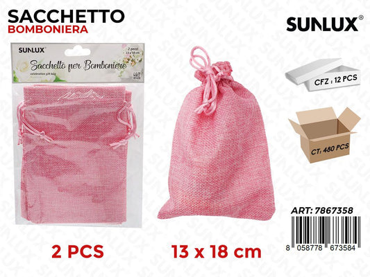 Sunlux Sacchetto Bomb. Rosa 2PCS 13*18CM