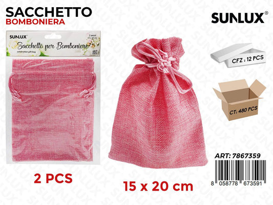 Sunlux Sacchetto Bomb. Rosa 2PCS 15*20CM