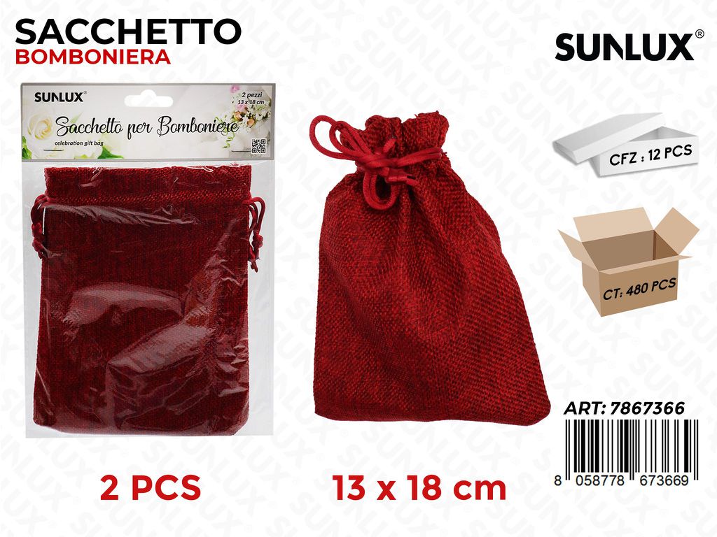 Sunlux Sacchetto Bomb. Rosso 2PCS 13*18CM