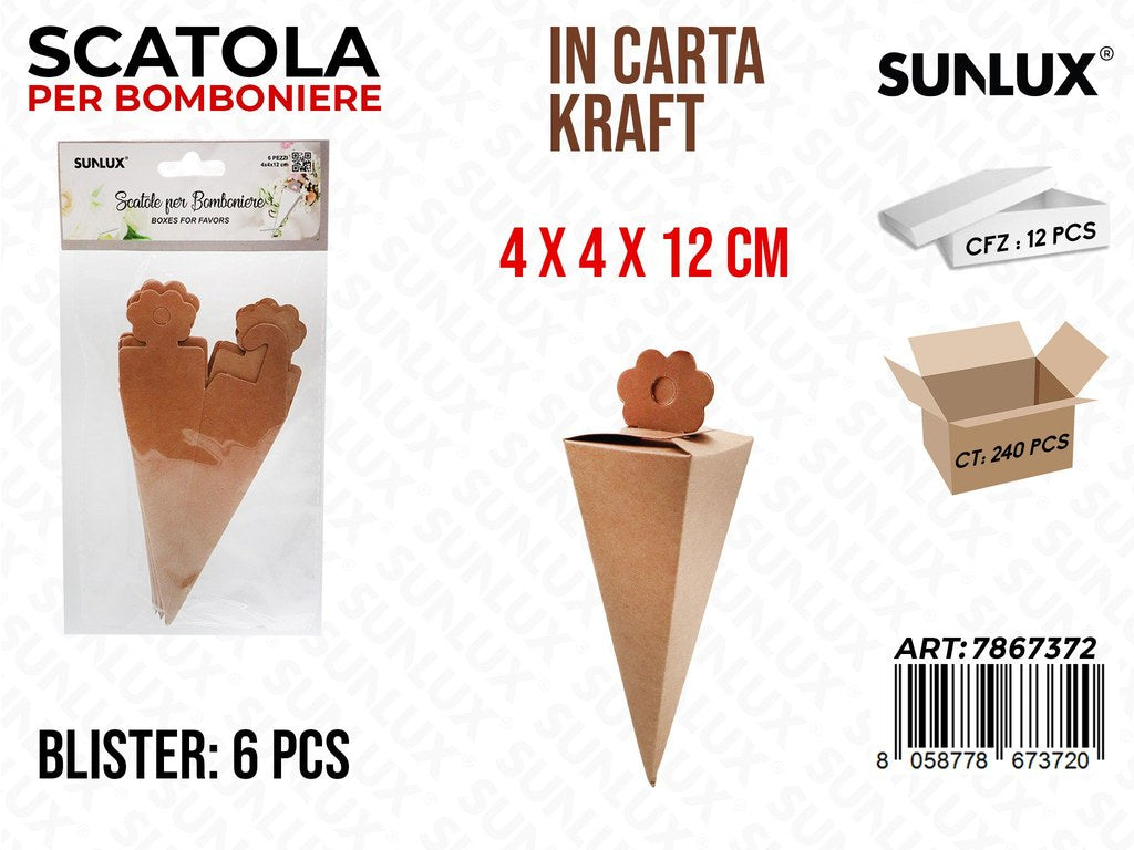 Sunlux Scatola Bomb. Kraft 6PCS 4*4*12CM