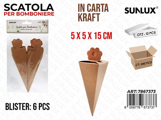 Sunlux Scatola Bomb. Kraft 6PCS 5*5*15CM