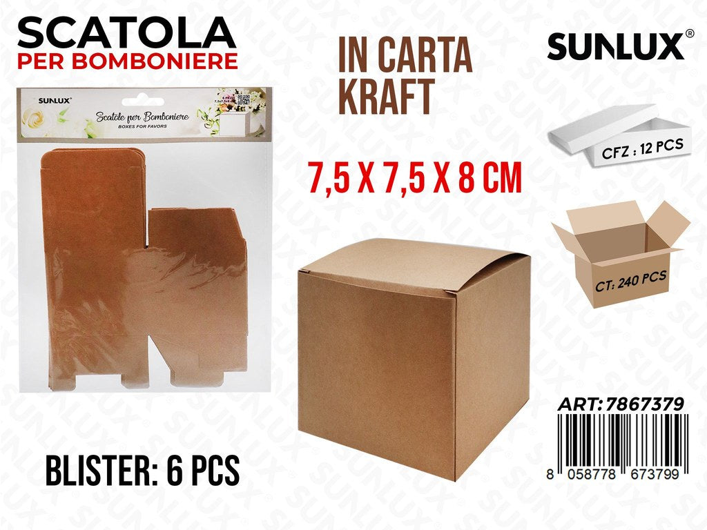Sunlux Scatola Bomb. Kraft 6PCS 7.5*7.5*8CM