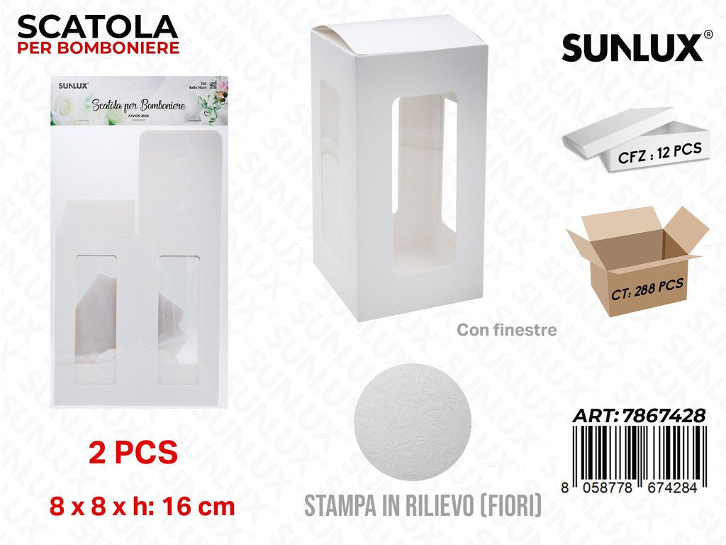 Sunlux Scatola Bomb. c/Finestre 2PCS 8*8*16CM