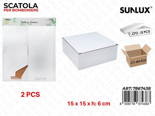 Sunlux Scatola Bomb. Bianco 2PCS 15*15*6CM