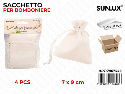 Sunlux Sacchetto Bomb. Avorio 4PCS 7*9CM