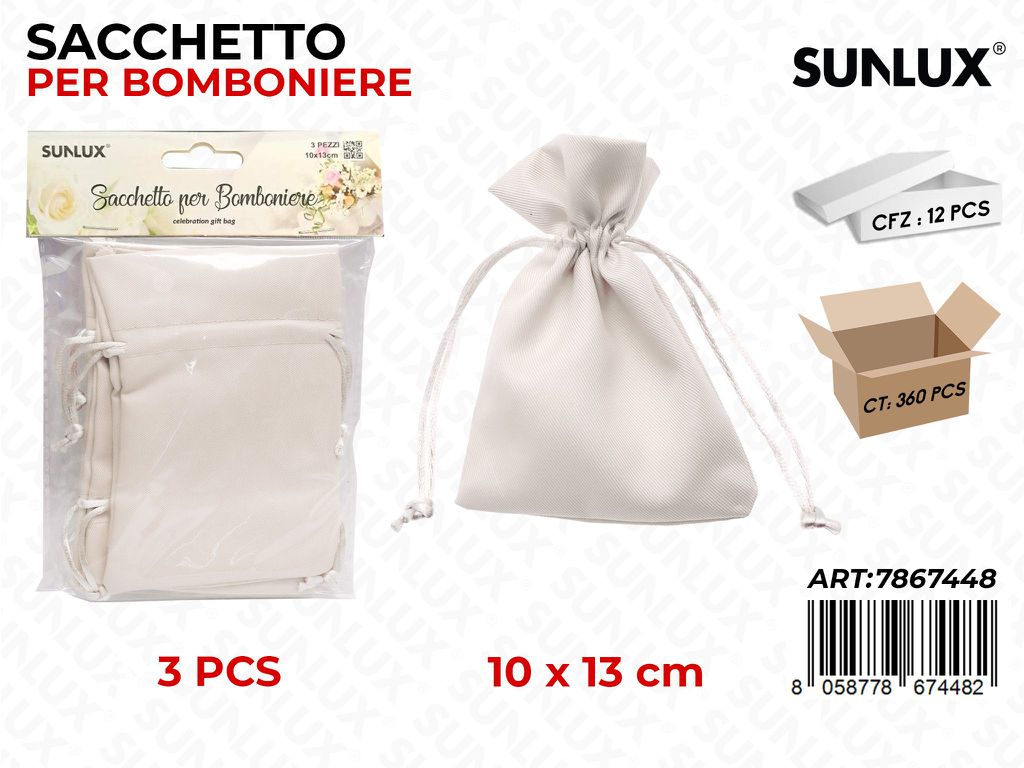 Sunlux Sacchetto Bomb. Avorio 3PCS 10*13CM
