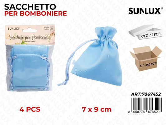 Sunlux Sacchetto Bomb. Azzurro 4PCS 7*9CM