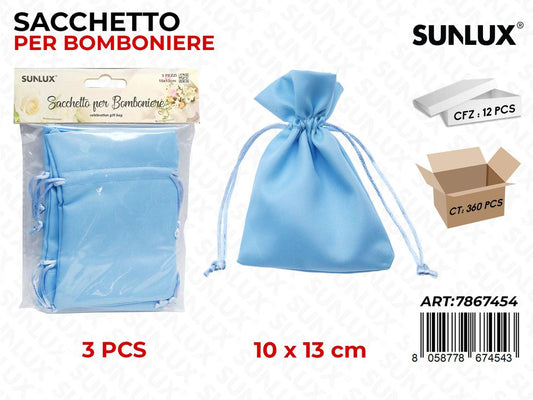Sunlux Sacchetto Bomb. Azzurro 3PCS 10*13CM