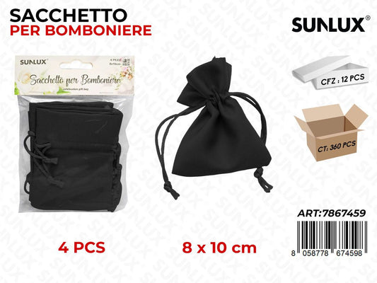 Sunlux Sacchetto Bomb. Nero 4PCS 8*10CM