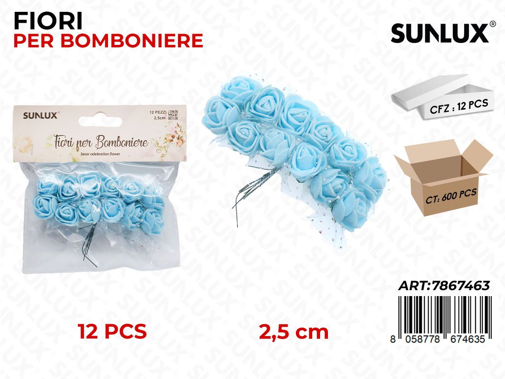 Sunlux Fiori Decorativi Azzurro 12PCS 2.5CM