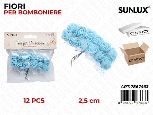 Sunlux Fiori Decorativi Azzurro 12PCS 2.5CM