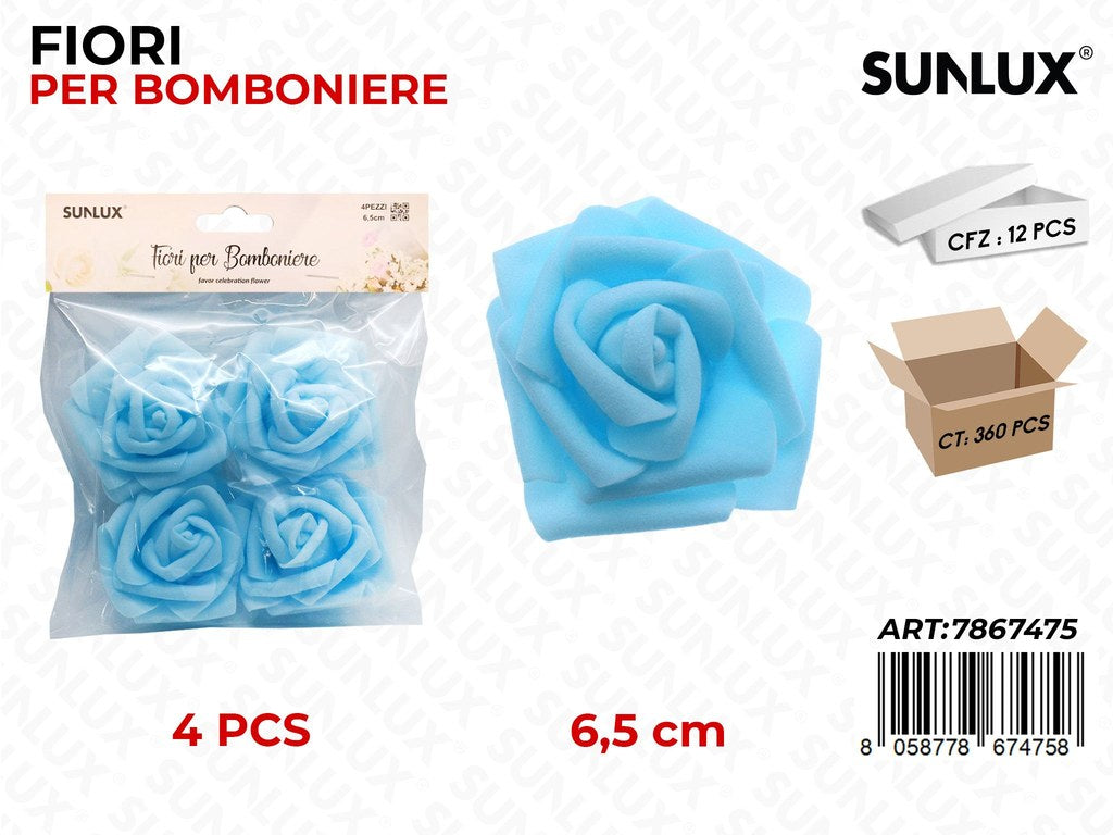 Sunlux Fiori Decorativi Azzurro 4PCS 6.5CM