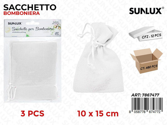 Sunlux Sacchetto Bomb. Bia. 3PCS 10*15CM