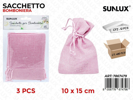 Sunlux Sacchetto Bomb. Rosa 3PCS 10*15CM