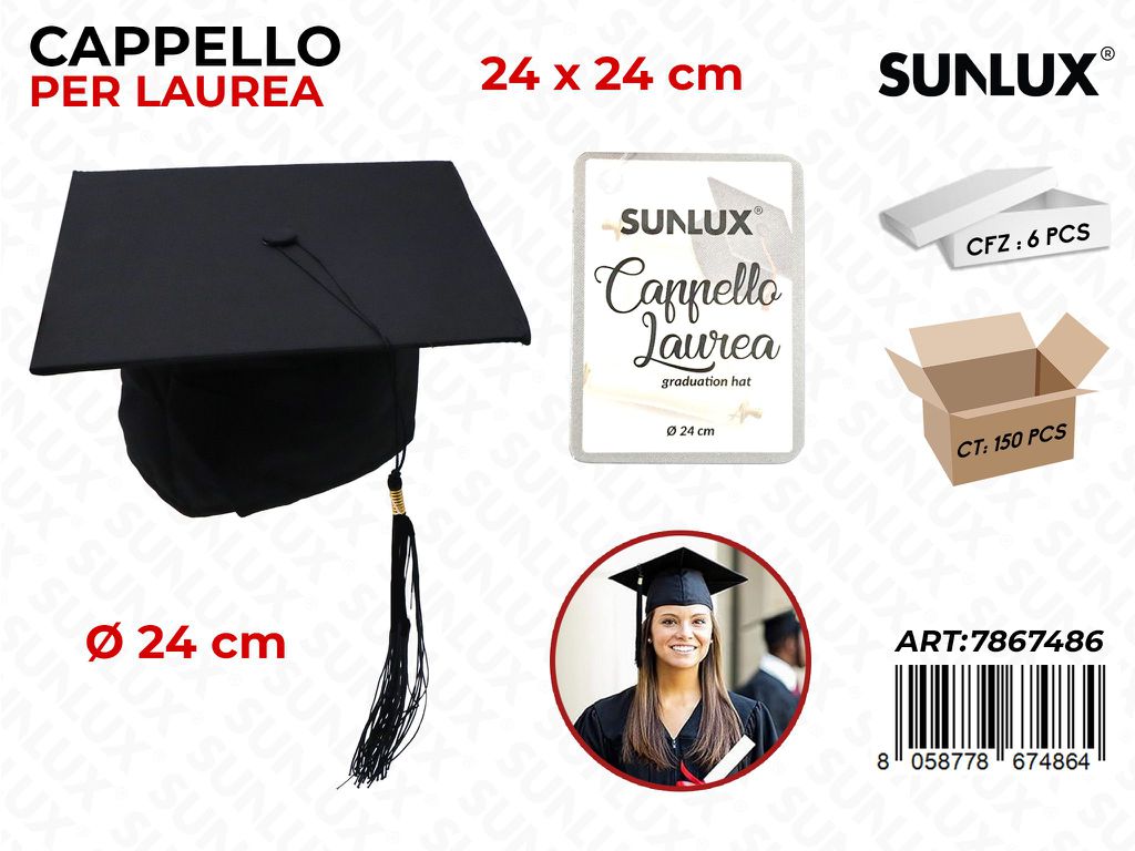 Sunlux Cappello per Laurea 24*24CM