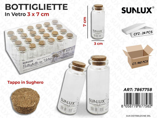 Bottigliette in Vetro c/Tappo Sughero 3*7CM