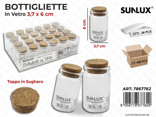 Bottigliette in Vetro c/Tappo Sughero 3.7*6CM