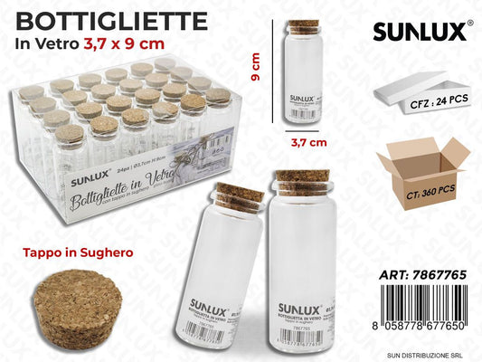Bottigliette in Vetro c/Tappo Sughero 3.7*9CM