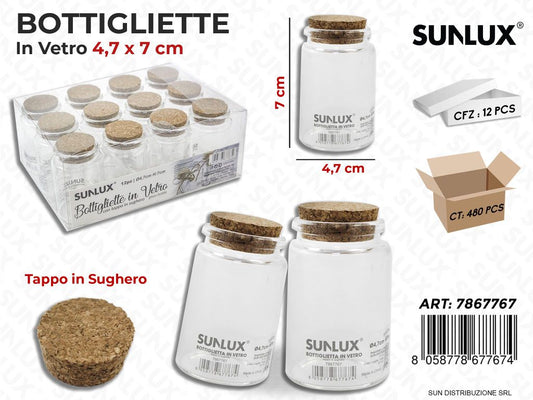 Bottigliette in Vetro c/Tappo Sughero 4.7*7CM