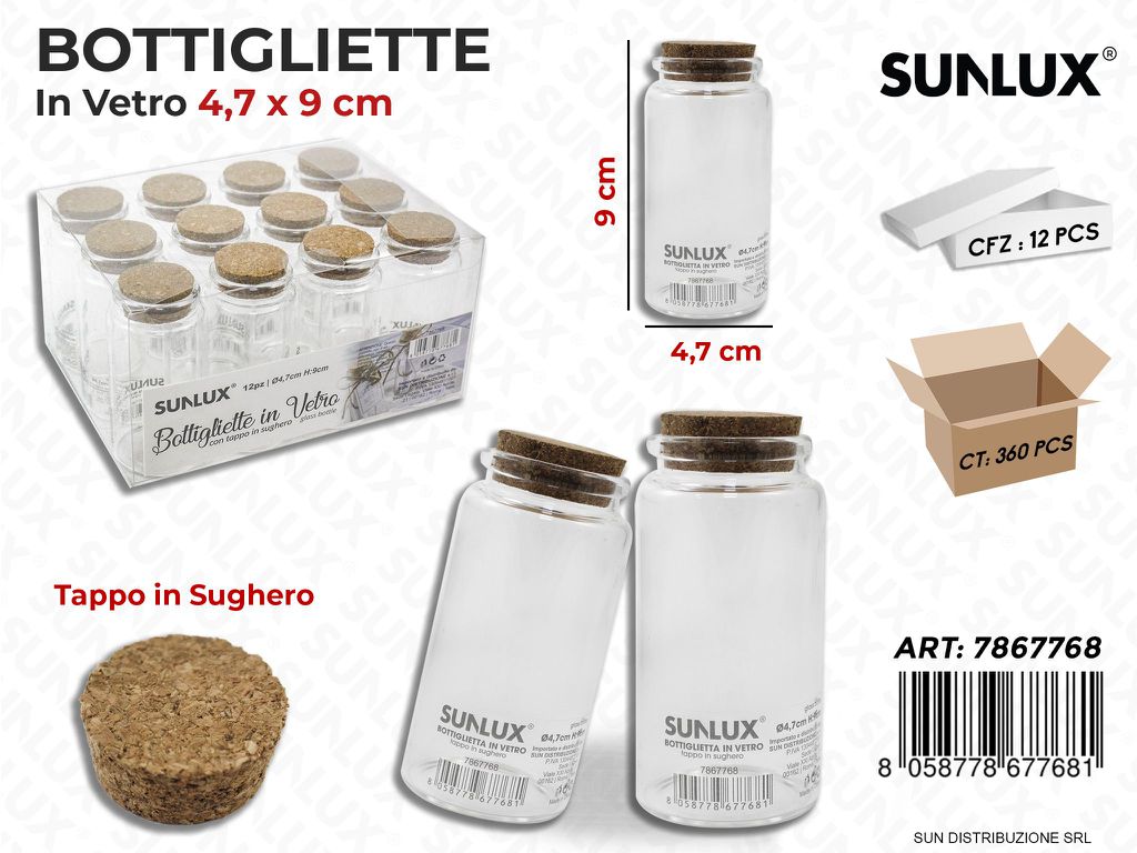 Bottigliette in Vetro c/Tappo Sughero 4.7*9CM
