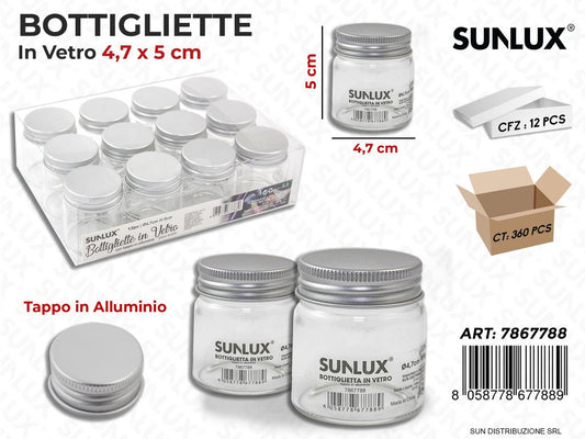 Bottigliette Vetro c/Tappo Allum. 4.7*5 Cm