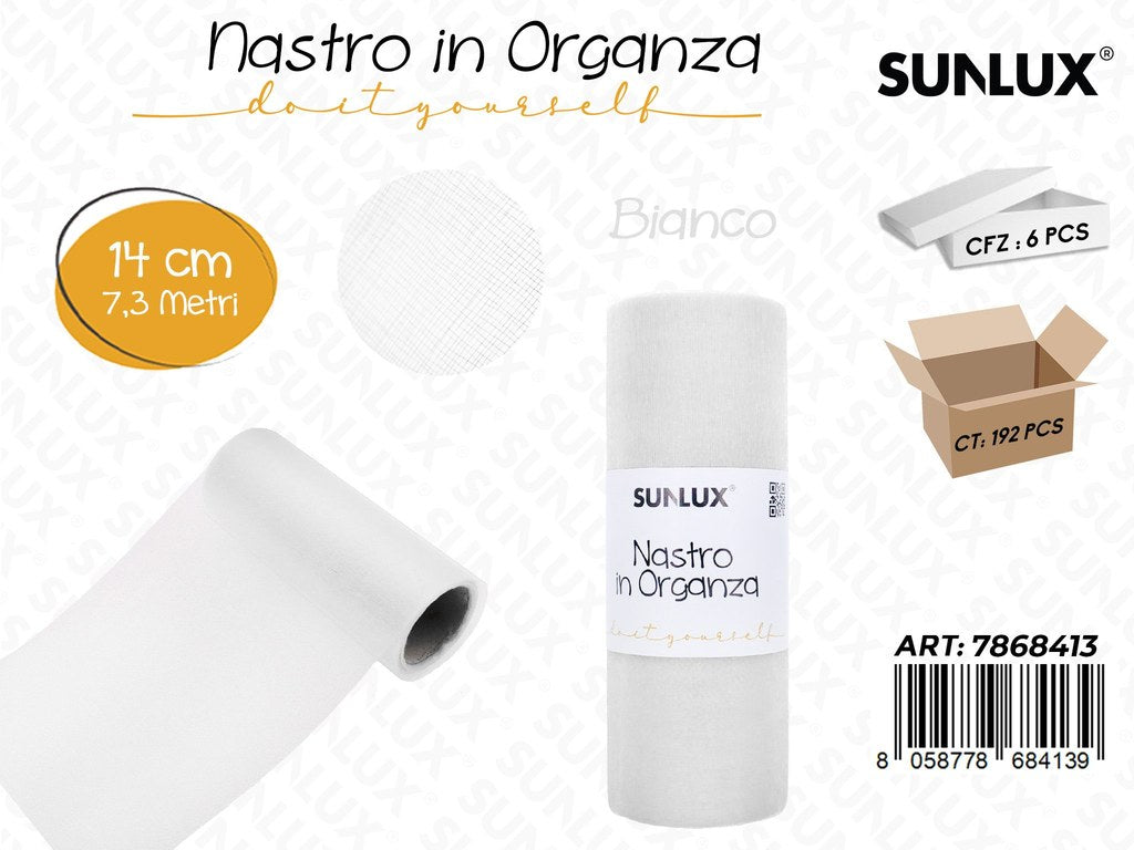 Sunlux Nastro Organza Bianco 14CM*7.3MT
