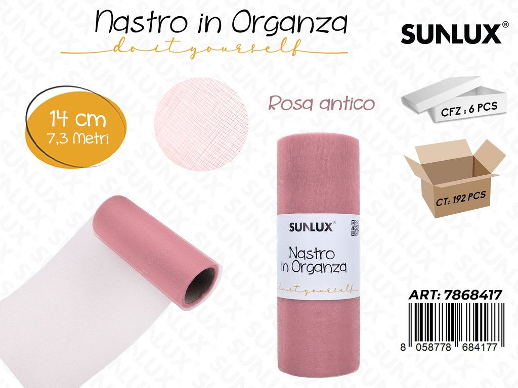 Sunlux Nastro Organza Rosa Antico 14CM*7.3MT
