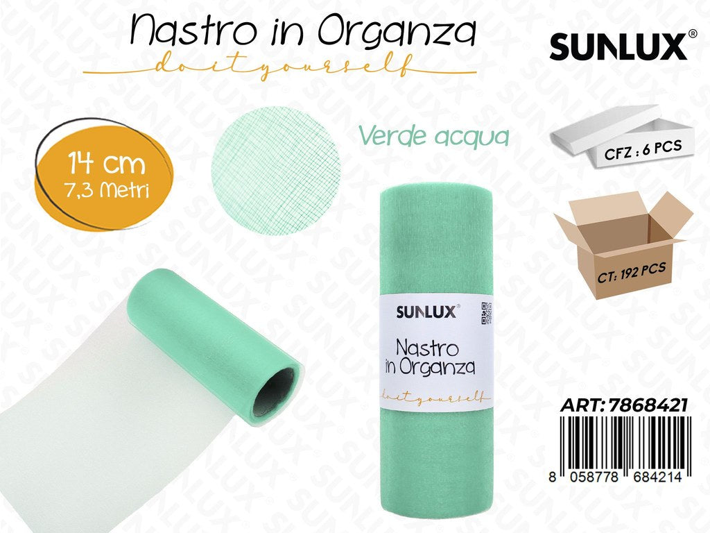 Sunlux Nastro Organza Verde Acqua 14CM*7.3MT