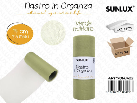 Sunlux Nastro Organza Verde Milit. 14CM*7.3MT