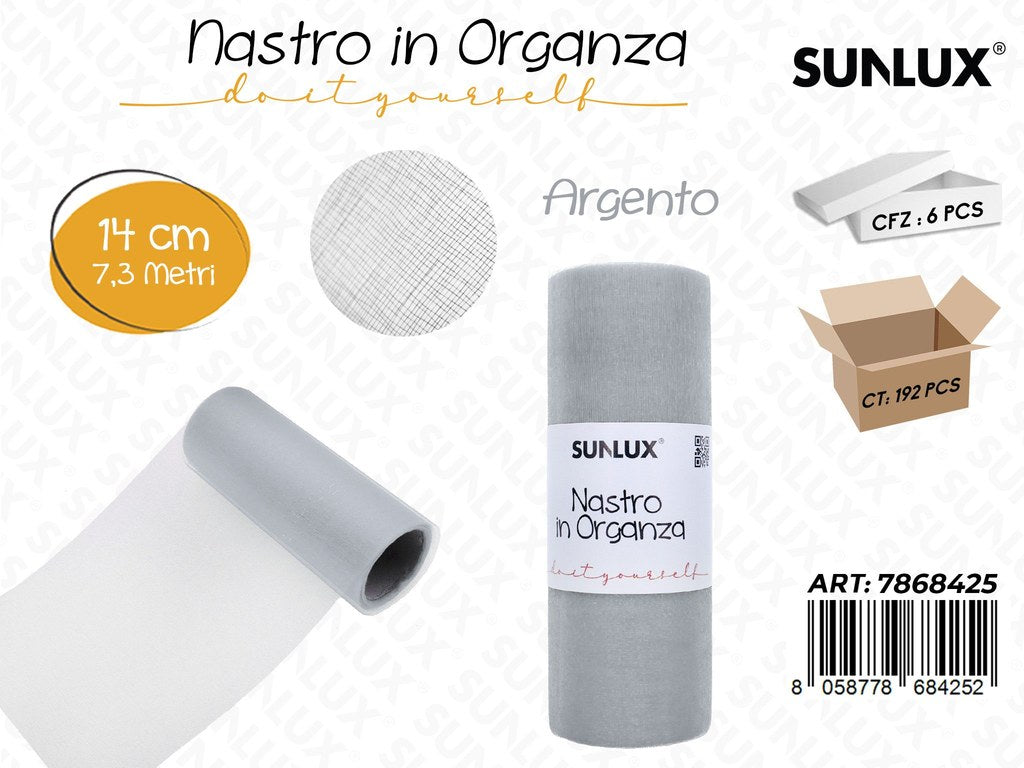 Sunlux Nastro Organza Argento 14CM*7.3MT