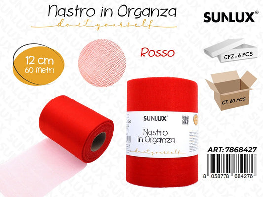 Sunlux Nastro Organza Rosso 12CM*60MT