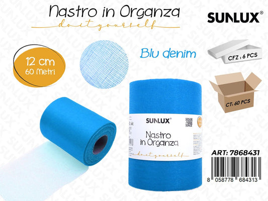 Sunlux Nastro Organza Blu Denim 12CM*60MT