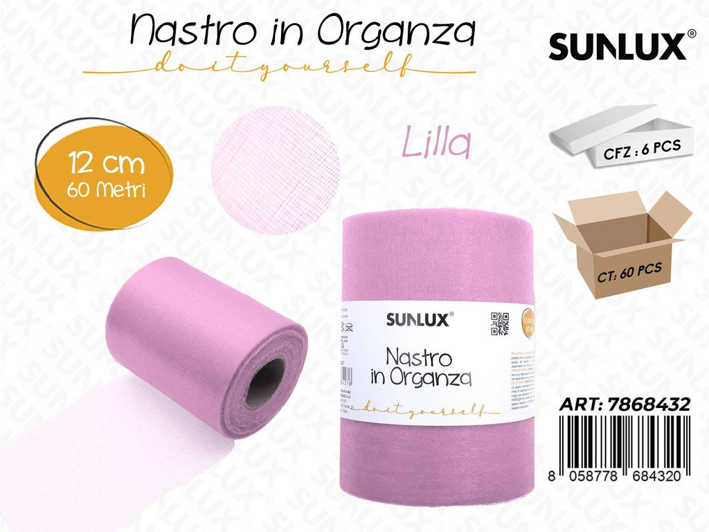 Sunlux Nastro Organza Lilla 12CM*60MT