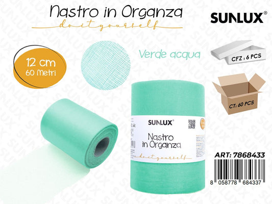 Sunlux Nastro Organza Verde Acqua 12CM*60MT