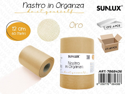 Sunlux Nastro Organza Oro 12CM*60MT