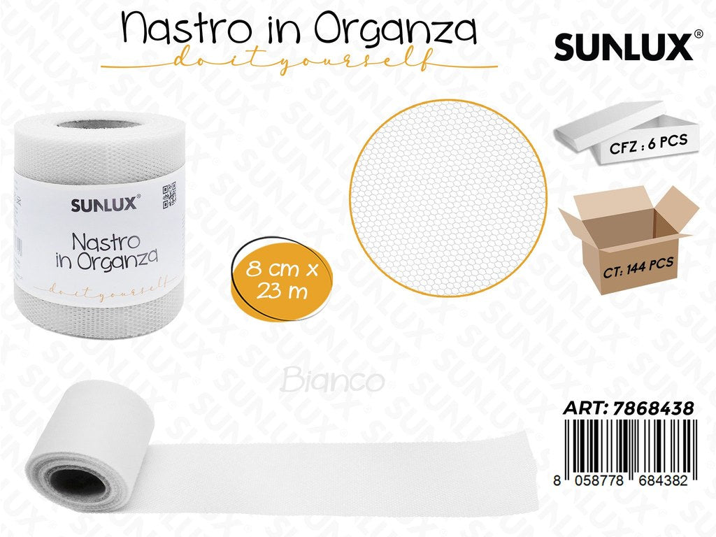 Sunlux Nastro Organza Bianco 8CM*23MT
