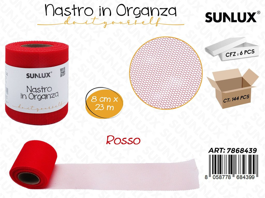 Sunlux Nastro Organza Rosso 8CM*23MT