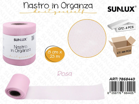 Sunlux Nastro Organza Rosa 8CM*23MT