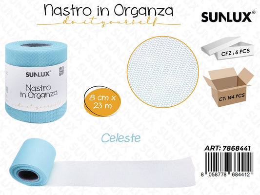 Sunlux Nastro Organza Celeste 8CM*23MT