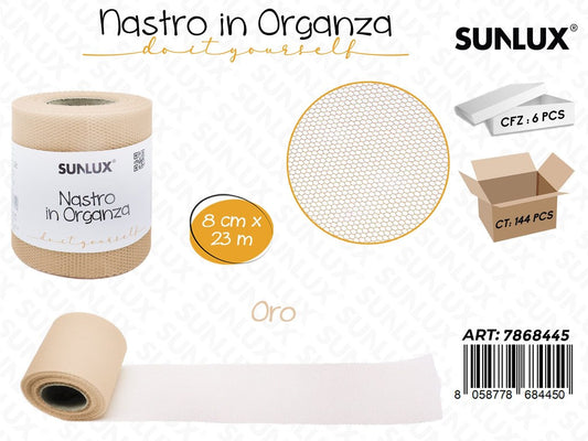 Sunlux Nastro Organza Oro 8CM*23MT