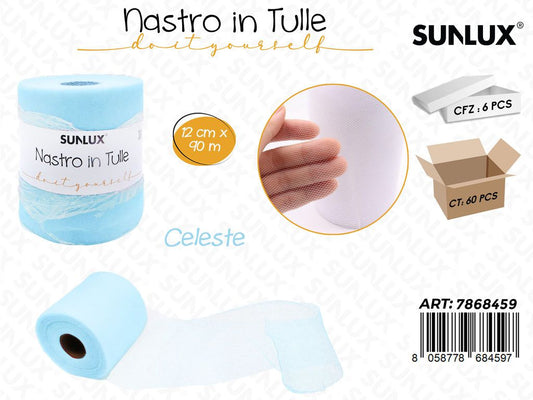 Sunlux Nastro in Tulle Celeste 12CM*90MT