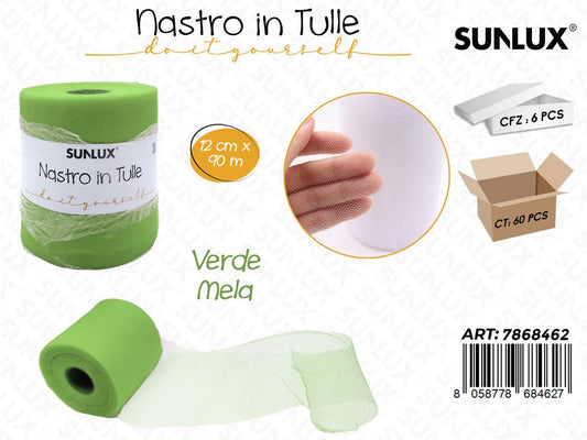NASTRO IN TULLE VERDE MELA 12CM*90MT