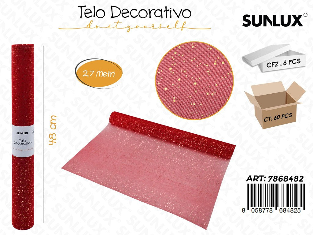 Sunlux Telo Dec. Rosso c/Brillantini 48CM*2.7MT