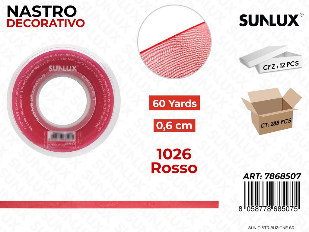 Nastro Decorativo 1026 Rosso 60Y*0.6CM