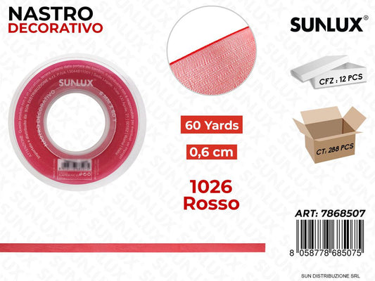 Nastro Decorativo 1026 Rosso 60Y*0.6CM