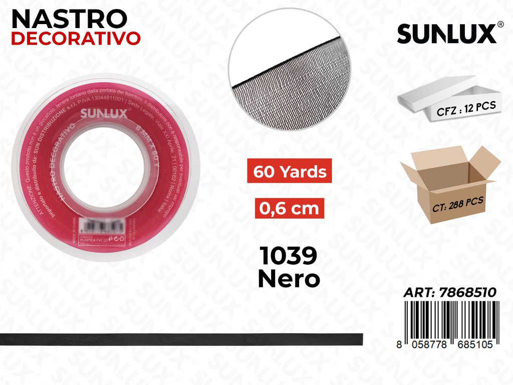 Nastro Decorativo 1039 Nero 60Y*0.6CM