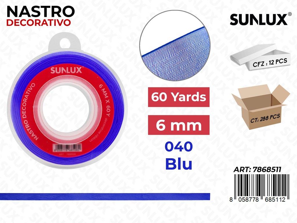 Nastro Decorativo Org. 040 Blu 60Y*6MM