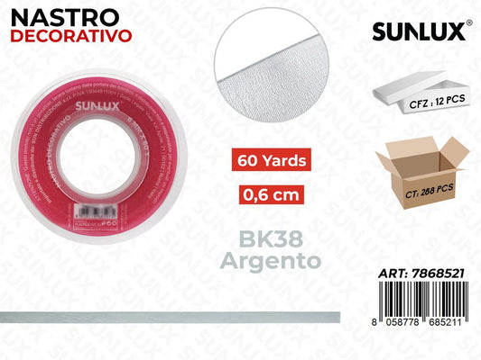 Nastro Decorativo BK38 Argento 60Y*0.6CM