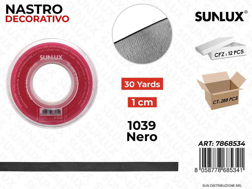 Nastro Decorativo Org. 1039 Nero 30Y*1CM