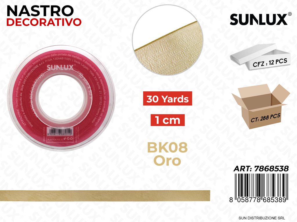 Nastro Decorativo Org. BK08 Oro 30Y*1CM